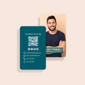 Dark Blue Photo QR Code Connect With Me 名刺