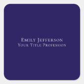Dark Blue Plain Elegant Professional Modern スクエアシール (正面)