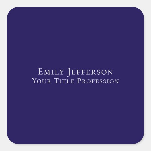 Dark Blue Plain Elegant Professional Modern スクエアシール (正面)