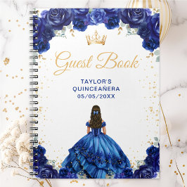 Dark Blue Princess Quinceañera Guest Book ノートブック
