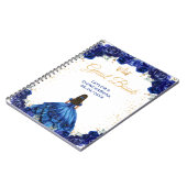 Dark Blue Princess Quinceañera Guest Book ノートブック (左側)