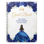 Dark Blue Princess Quinceañera Guest Book ノートブック (正面)
