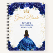 Dark Blue Princess Quinceañera Guest Book ノートブック (正面)