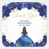 Dark Blue Princess Quinceañera Thank You スクエアシール (正面)