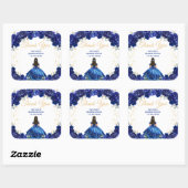 Dark Blue Princess Quinceañera Thank You スクエアシール (シート)