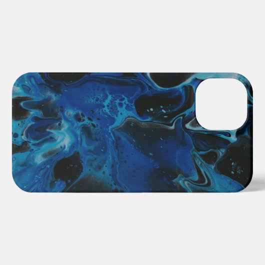 Dark blue psychedelic liquid iPhoneケース (裏面横)