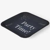Dark Blue & Silver Birthday Custom Paper Plates ペーパープレート (傾斜あり)