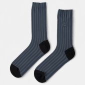 Dark blue stripes with your initials in gray ソックス (左)