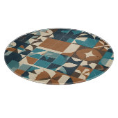 Dark Blue, Teal, Brown, and Tan Geometric Pattern カッティングボード (角)