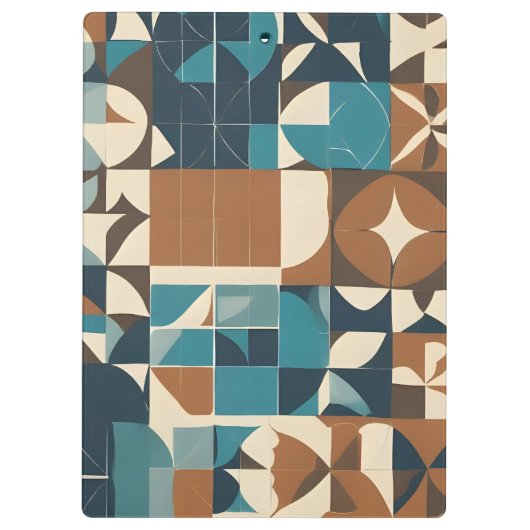Dark Blue, Teal, Brown, and Tan Geometric Pattern クリップボード (裏面)