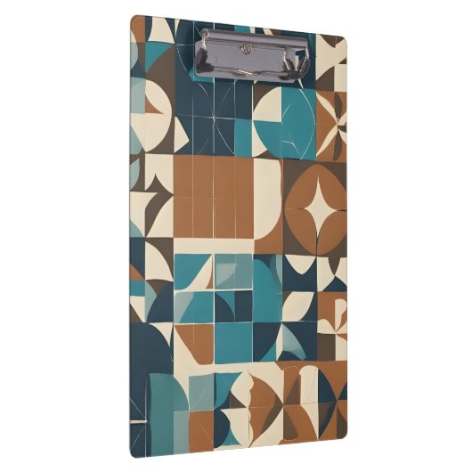 Dark Blue, Teal, Brown, and Tan Geometric Pattern クリップボード (右)