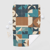 Dark Blue, Teal, Brown, and Tan Geometric Pattern ゴルフタオル (インサイチュ)