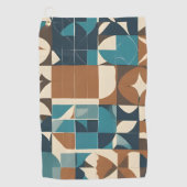 Dark Blue, Teal, Brown, and Tan Geometric Pattern ゴルフタオル (正面)