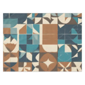 Dark Blue, Teal, Brown, and Tan Geometric Pattern テーブルクロス (正面(横))