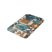 Dark Blue, Teal, Brown, and Tan Geometric Pattern バスマット (アングル)