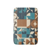 Dark Blue, Teal, Brown, and Tan Geometric Pattern バスマット (正面縦)