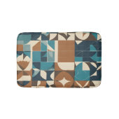 Dark Blue, Teal, Brown, and Tan Geometric Pattern バスマット (正面)
