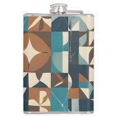 Dark Blue, Teal, Brown, and Tan Geometric Pattern フラスク (裏面)