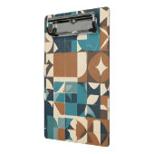 Dark Blue, Teal, Brown, and Tan Geometric Pattern ミニクリップボード (アングル2)
