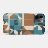 Dark Blue, Teal, Brown, and Tan Geometric Pattern Case-Mate iPhoneケース (裏面(横))