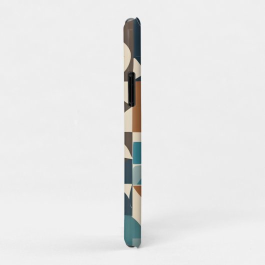 Dark Blue, Teal, Brown, and Tan Geometric Pattern Case-Mate iPhoneケース (裏面/右)