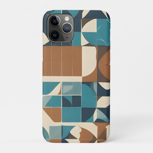 Dark Blue, Teal, Brown, and Tan Geometric Pattern Case-Mate iPhoneケース (裏)