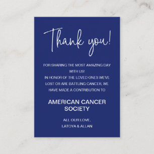 Dark Blue Thank You Doist To Charity 結婚's プレイスカード