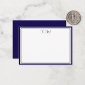  Dark Blue three Border Monogram Note Card ノートカード (正面/裏面インサイチュ)