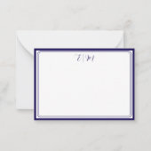 Dark Blue three Border Monogram Note Card ノートカード (正面)