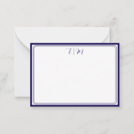  Dark Blue three Border Monogram Note Card ノートカード