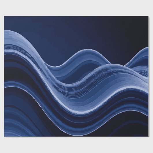 Dark Blue Wave Pattern – Modern Elegant Gift ラッピングペーパー (フラット)