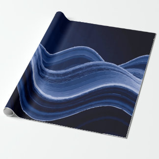 Dark Blue Wave Pattern – Modern Elegant Gift ラッピングペーパー