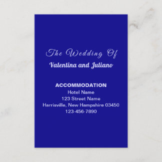 Dark Blue Wedding Accommodation Portrait エンクロージャーカード