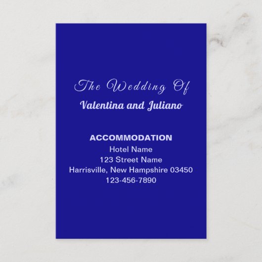 Dark Blue Wedding Accommodation Portrait エンクロージャーカード (正面)