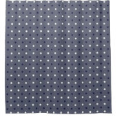 Dark Blue, white and slate gray dots シャワーカーテン (正面)