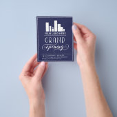 Dark Blue & White Grand Opening Your Logo Invitati チラシ (手)