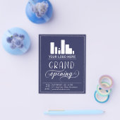 Dark Blue & White Grand Opening Your Logo Invitati チラシ (シングル)