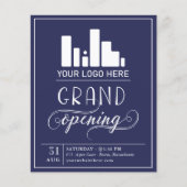 Dark Blue & White Grand Opening Your Logo Invitati チラシ (正面)