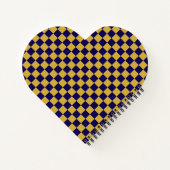 Dark Blue with Metallic Gold Square Pattern Heart ノートブック (裏面)