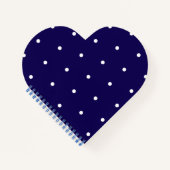Dark Blue with White Dot Style Heart Shaped ノートブック (正面)