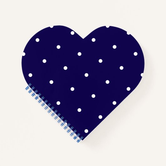 Dark Blue with White Dot Style Heart Shaped ノートブック (正面)