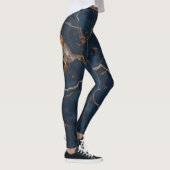 Dark blue Women Leggings with Gold Veins レギンス (右)