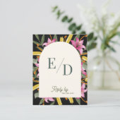 Dark Blush Pink Lily Arched RSVP Card with QR Code (スタンド正面)