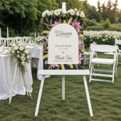 Dark Blush Pink Lily Arched Wedding Welcome ポスター