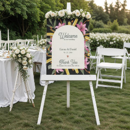 Dark Blush Pink Lily Arched Wedding Welcome ポスター