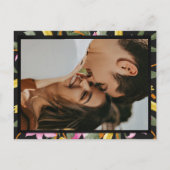 Dark Blush Pink Lily Photo Arched Wedding インビテーションポストカード (裏面)