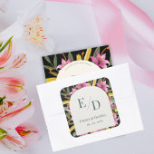 Dark Blush Pink Lily Wedding Envelope スクエアシール