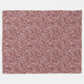 Dark Blush Pink Whimsical Floral Sherpa Blanket フリースブランケット (正面(横))