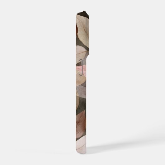 Dark Boho Botanical Leaf Neutral abstract iPhoneケース (右側面)
