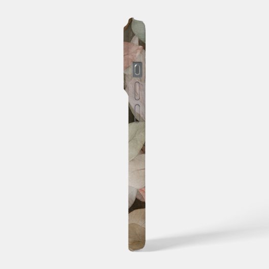 Dark Boho Botanical Leaf Neutral abstract iPhoneケース (左側面)